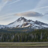Snow capped mountains and Spark Lake
